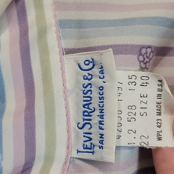 Vintage Levi Strauss Pastel Striped & Berry Print Shirt - Picture 8 of 8